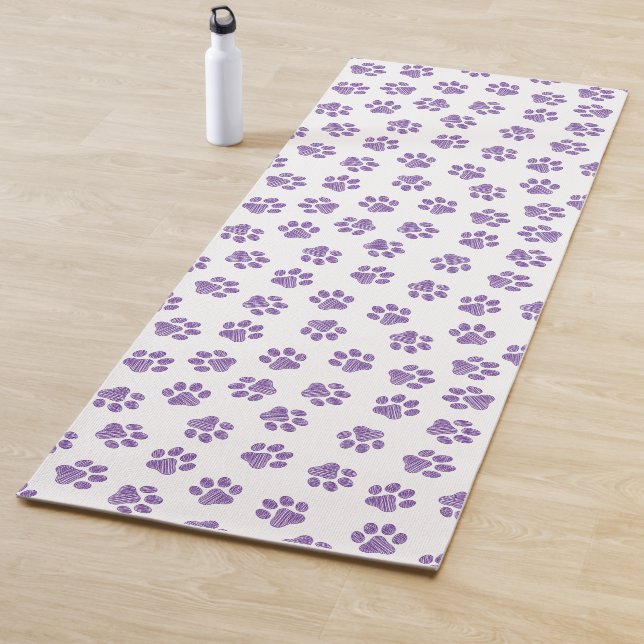 Doodle Paws, Dog Paws, Purple Paws Yoga Mat (In Situ)