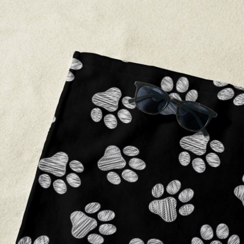 Doodle Paws Dog Paws White Paws Beach Towel