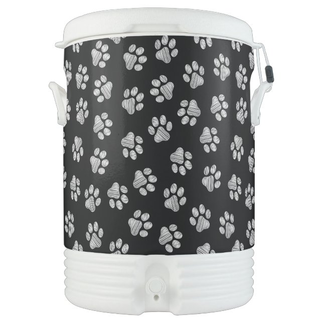 Doodle Paws, Dog Paws, White Paws Beverage Cooler (Front)