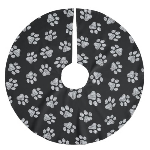 Doodle Paws Dog Paws White Paws Brushed Polyester Tree Skirt