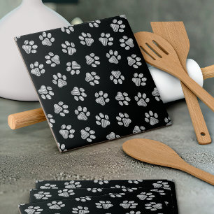 Doodle Paws, Dog Paws, White Paws Ceramic Tile