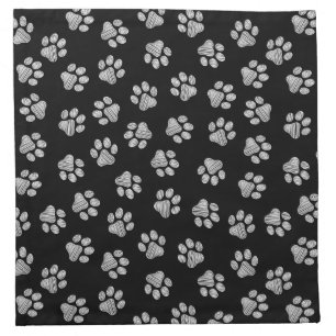Doodle Paws, Dog Paws, White Paws Cloth Napkin