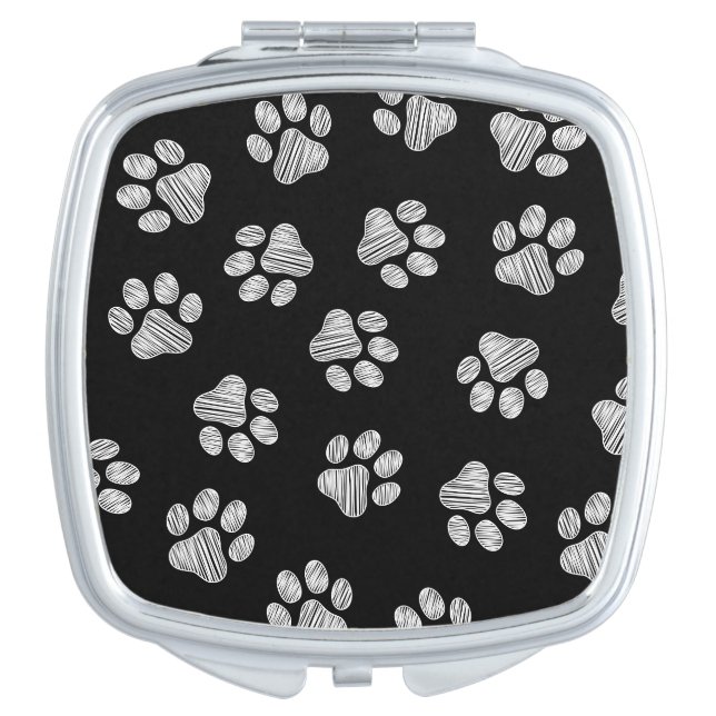 Doodle Paws, Dog Paws, White Paws Compact Mirror (Front)