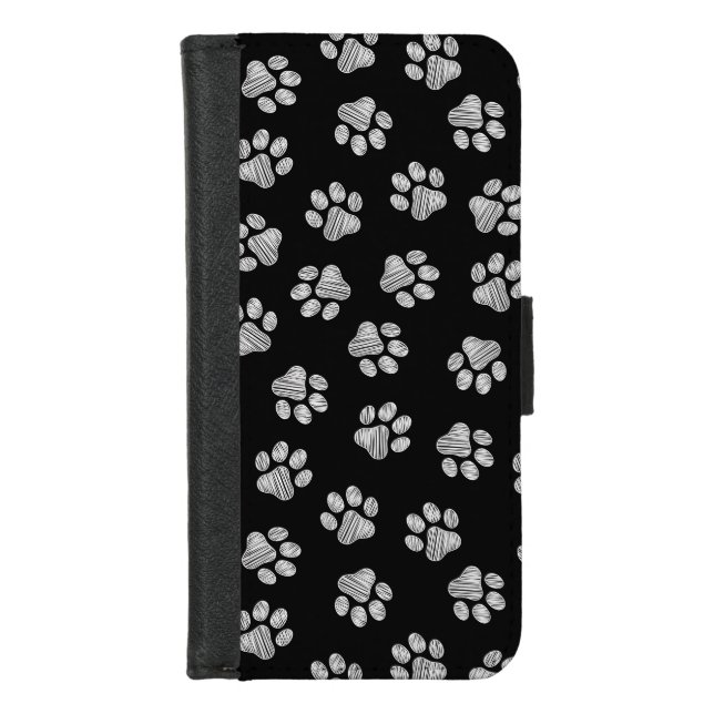 Doodle Paws, Dog Paws, White Paws iPhone Wallet Case (Front)