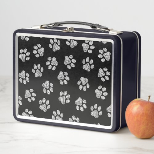 Doodle Paws Dog Paws White Paws Metal Lunch Box