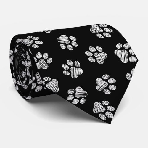 Doodle Paws Dog Paws White Paws Neck Tie