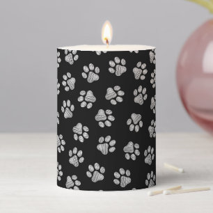 Doodle Paws, Dog Paws, White Paws Pillar Candle