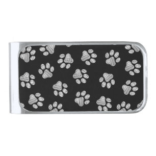 Doodle Paws, Dog Paws, White Paws Silver Finish Money Clip