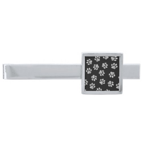 Doodle Paws Dog Paws White Paws Silver Finish Tie Bar