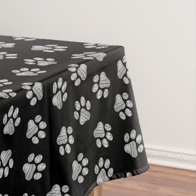 Doodle Paws, Dog Paws, White Paws Tablecloth (In Situ)