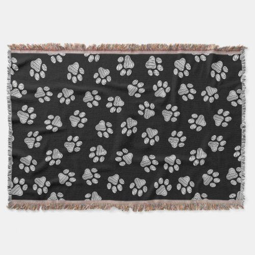 Doodle Paws Dog Paws White Paws Throw Blanket