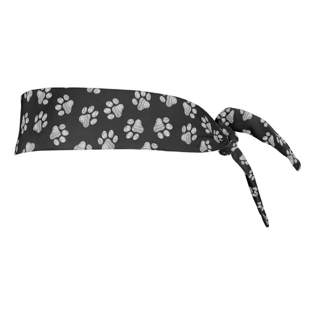 Doodle Paws, Dog Paws, White Paws Tie Headband (Rotate 90)