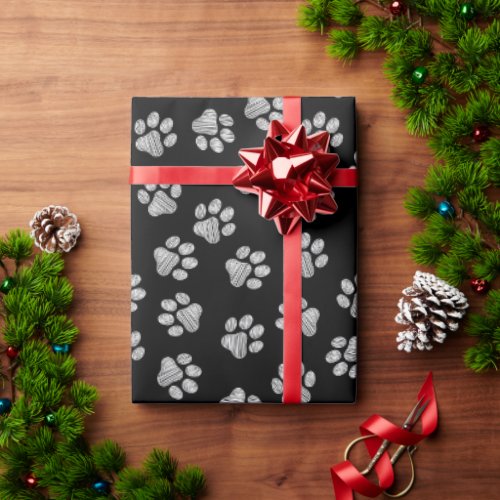 Doodle Paws Dog Paws White Paws Wrapping Paper