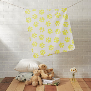 Doodle Paws, Dog Paws, Yellow Paws Baby Blanket