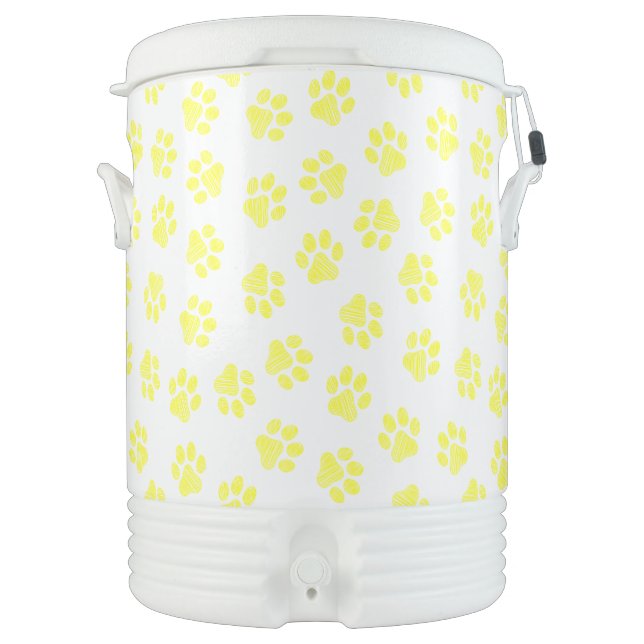 Doodle Paws, Dog Paws, Yellow Paws Beverage Cooler (Front)