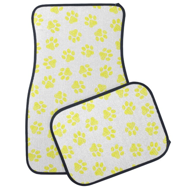Doodle Paws, Dog Paws, Yellow Paws Car Floor Mat (Set)