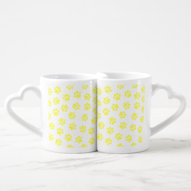 Doodle Paws, Dog Paws, Yellow Paws Coffee Mug Set (Front Nesting)