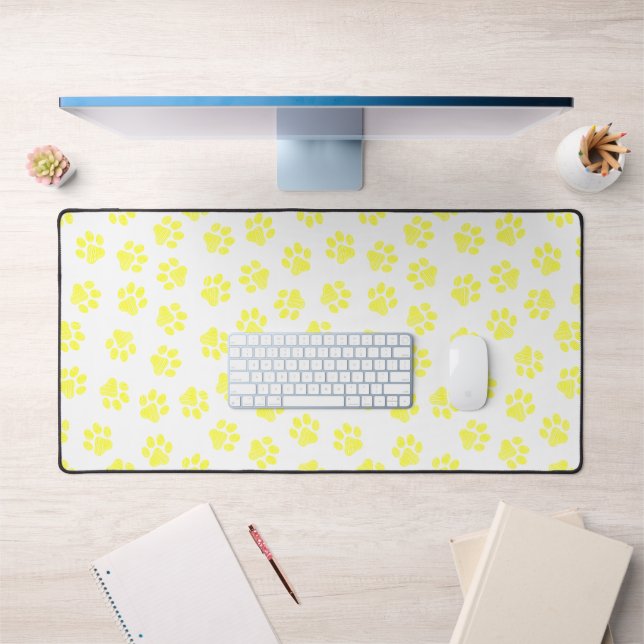 Doodle Paws, Dog Paws, Yellow Paws Desk Mat (Office 1)