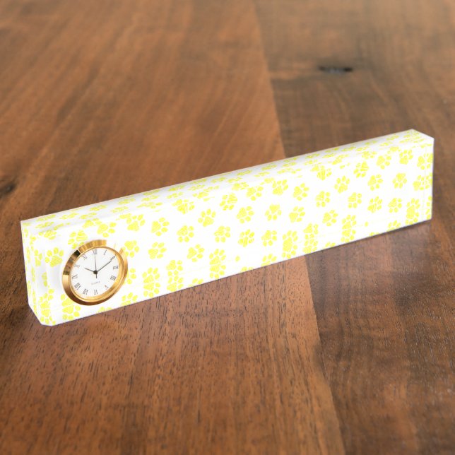 Doodle Paws, Dog Paws, Yellow Paws Desk Name Plate (Side)