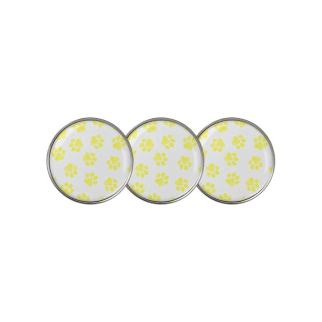 Doodle Paws, Dog Paws, Yellow Paws Golf Ball Marker (3 Up)