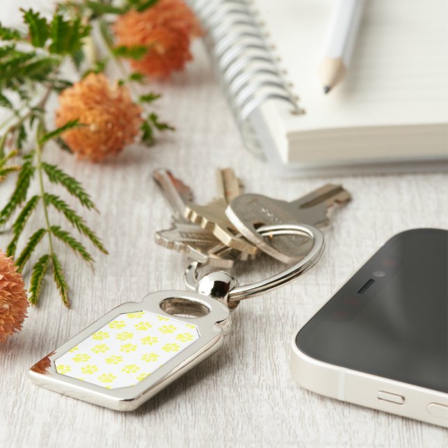 Doodle Paws, Dog Paws, Yellow Paws Keychain (Side)