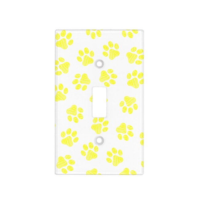 Doodle Paws, Dog Paws, Yellow Paws Light Switch Cover (Front)