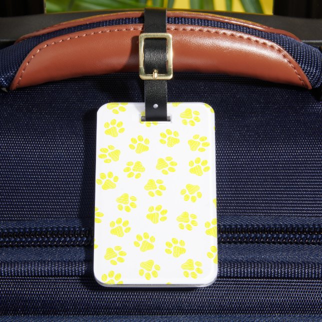 Doodle Paws, Dog Paws, Yellow Paws Luggage Tag (Front Insitu 2)