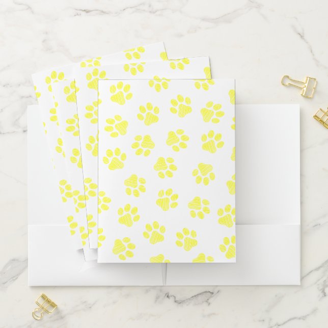 Doodle Paws, Dog Paws, Yellow Paws Pocket Folder (In Situ)