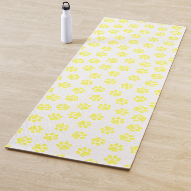 Doodle Paws, Dog Paws, Yellow Paws Yoga Mat (In Situ)
