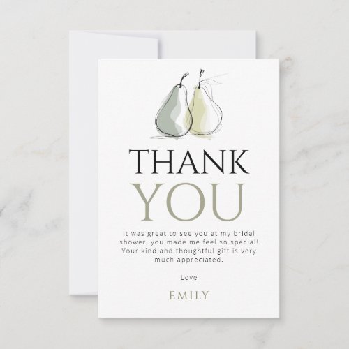 Doodle Pears Bridal Shower Thank You card