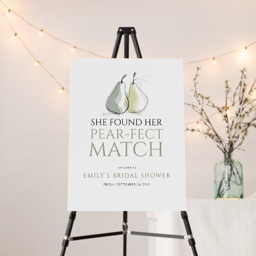 Doodle Pears Pear-fect Match Welcome Bridal Shower Foam Board