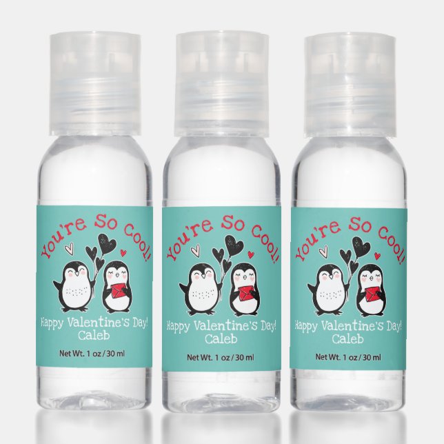 Doodle Penguin Valentine Hand Sanitizer (Set)