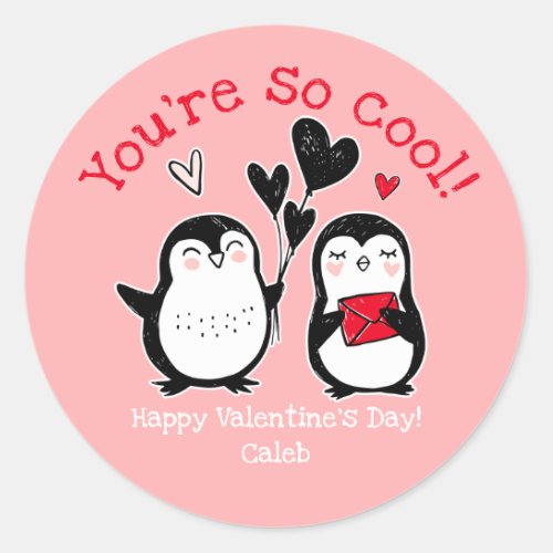 Doodle Penguin Valentine Sticker
