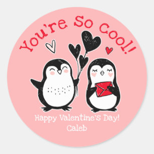 Doodle Penguin Valentine Sticker