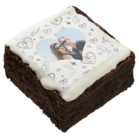 Doodle Personalized Photo Valentine Square Brownie