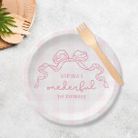 Doodle Pink Bow Baby Girl 1st Birthday Paper Plates<br><div class="desc">Doodle Pink Bow Baby Girl 1st Birthday Paper Plates</div>