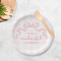 Doodle Pink Bow Baby Girl 1st Birthday