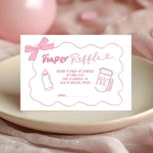 Doodle Pink Gir Baby is Brewing Diaper Raffle Card