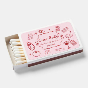 doodle Pizza Italian Ciao Baby Shower  Matchboxes