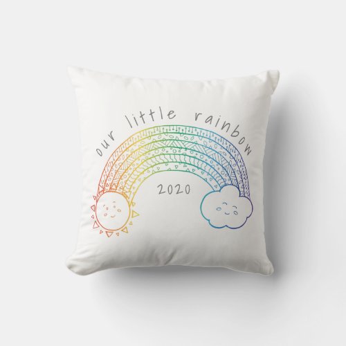 Doodle Rainbow Throw Pillow