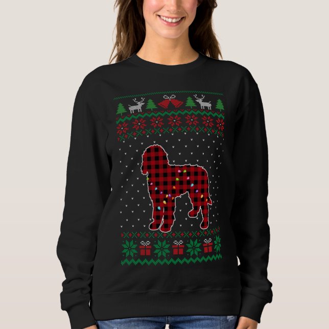 Doodle Red Plaid Buffalo Funny Ugly Christmas Swea Sweatshirt (Front)