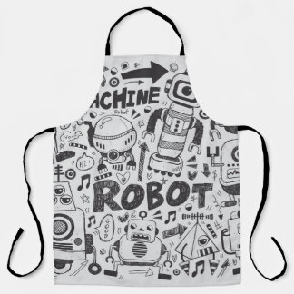 doodle robot element, illustrator line tools drawi apron