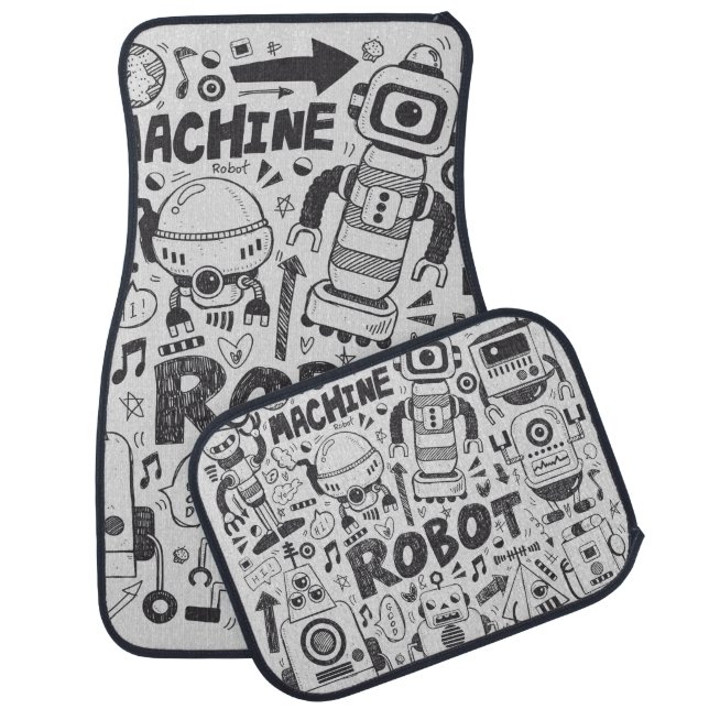 doodle robot element, illustrator line tools drawi car floor mat (Set)