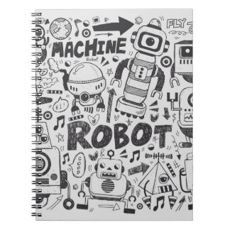 doodle robot element, illustrator line tools drawi notebook