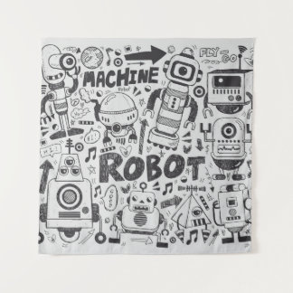 doodle robot element, illustrator line tools drawi tapestry