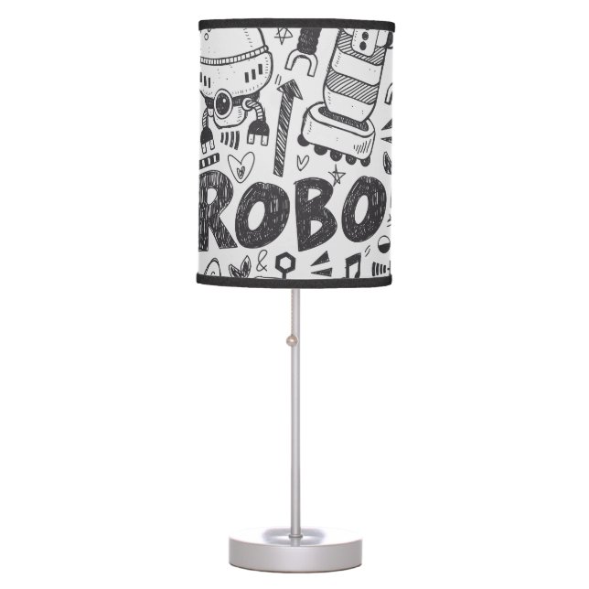 Doodle Robot Illustrator Drawing Table Lamp (Front)