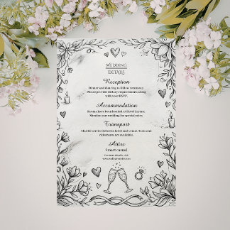 Doodle Romantic Rustic Hand Drawn Wedding Enclosure Card