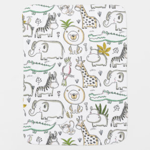 Doodle Safari Animals Baby Blanket