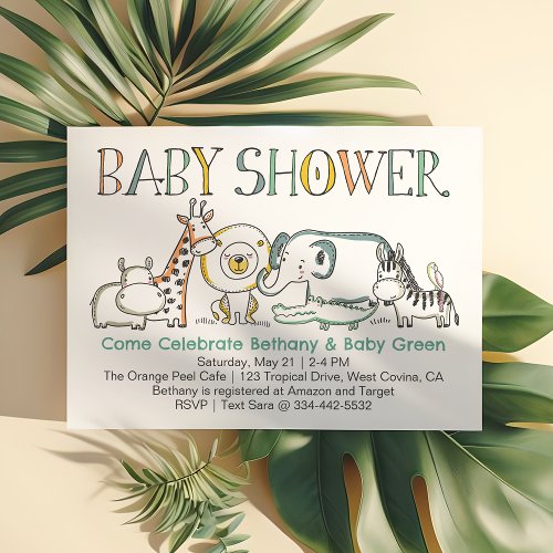 Doodle Safari Baby Shower Invitation