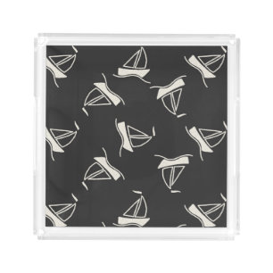 Doodle Sailboat Pattern Acrylic Tray